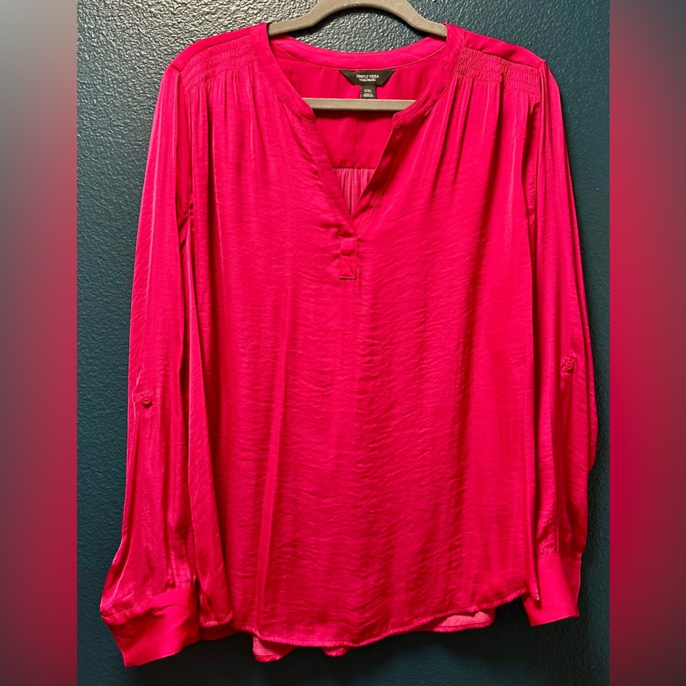 Simply Vera Vera Wang Roll-Tab Sleeve Popover Blouse